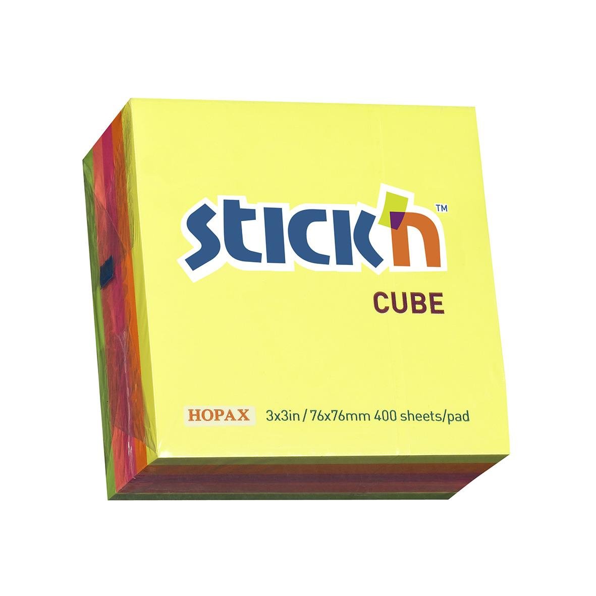 Notiskub Stick´n Neon Mix Färg 76x76mm 320 Blad