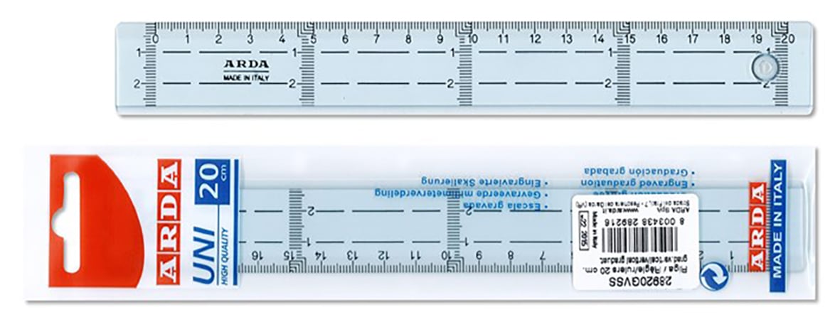 Linjal Arda Tvärgraderad 20 cm