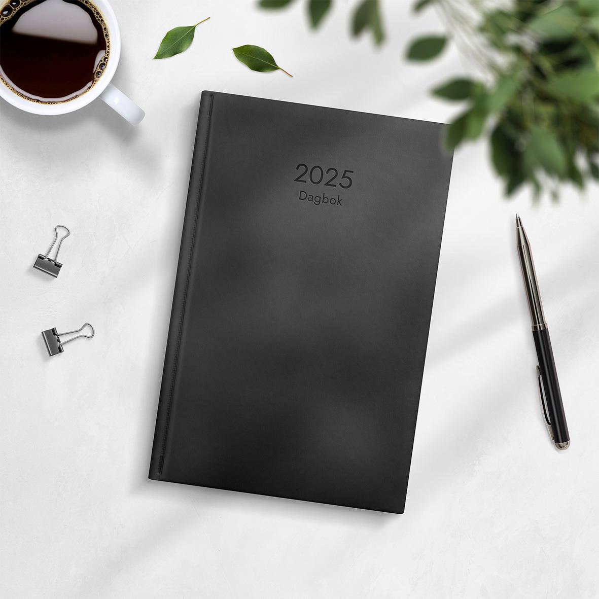 Almanacka Burde 5880 Dagbok Konstläder Inbunden 2026 Svart