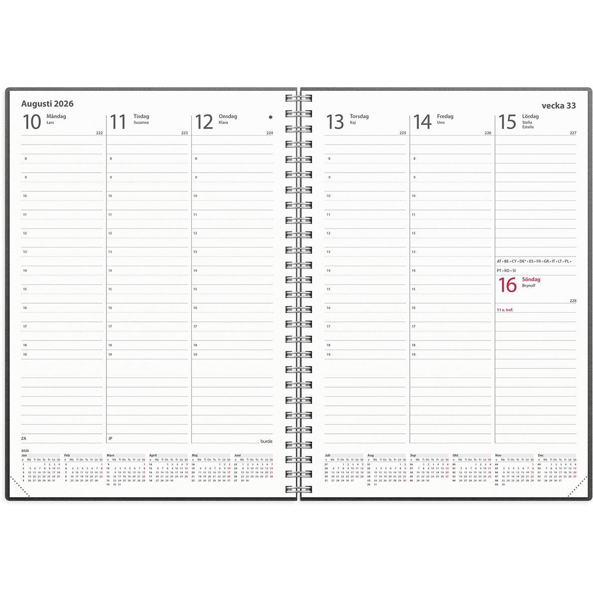 Almanacka Burde 5170 Weekly ECO Line 2026 Svart A5