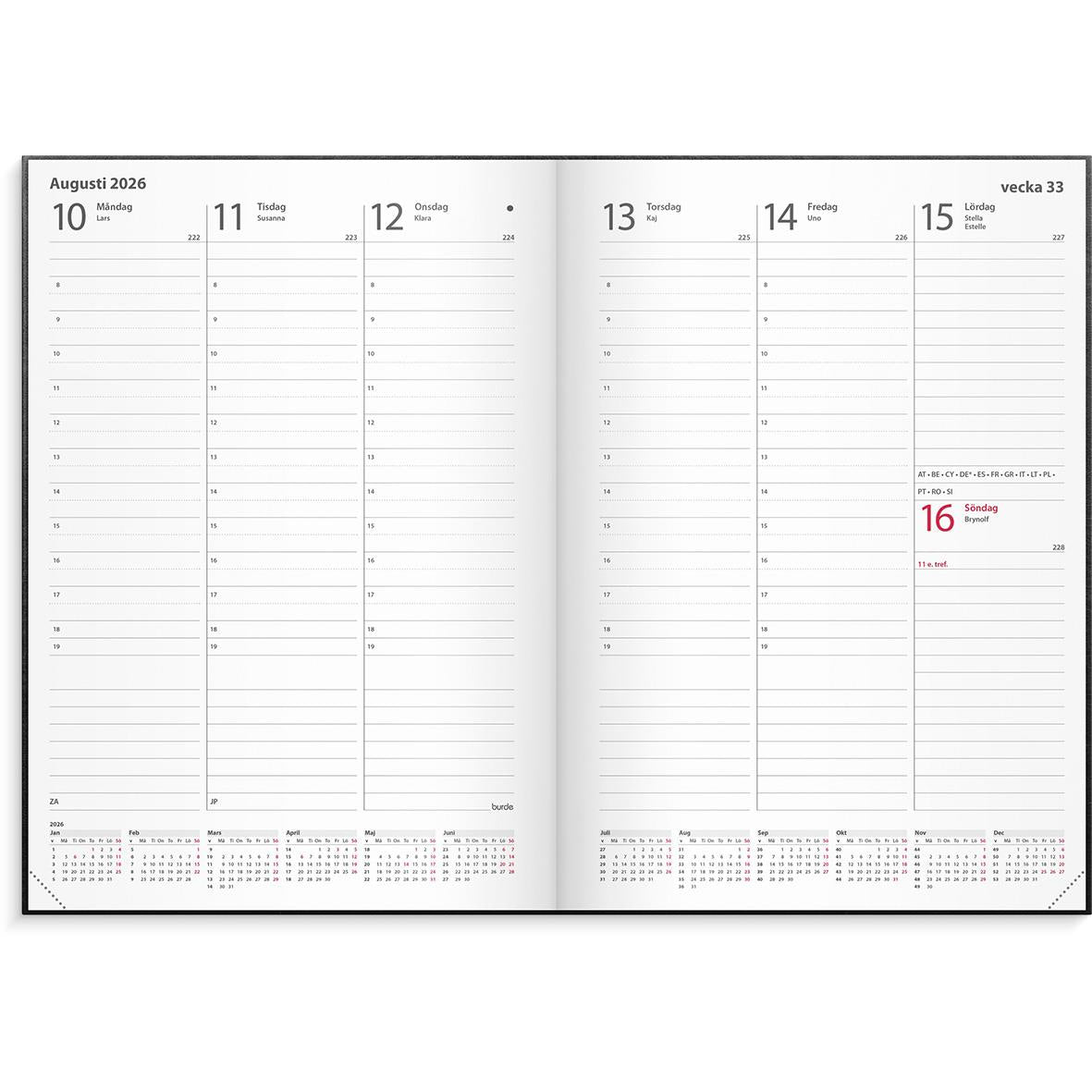 Almanacka Burde 1178 Weekly Konstläder Inbunden 2026 A5