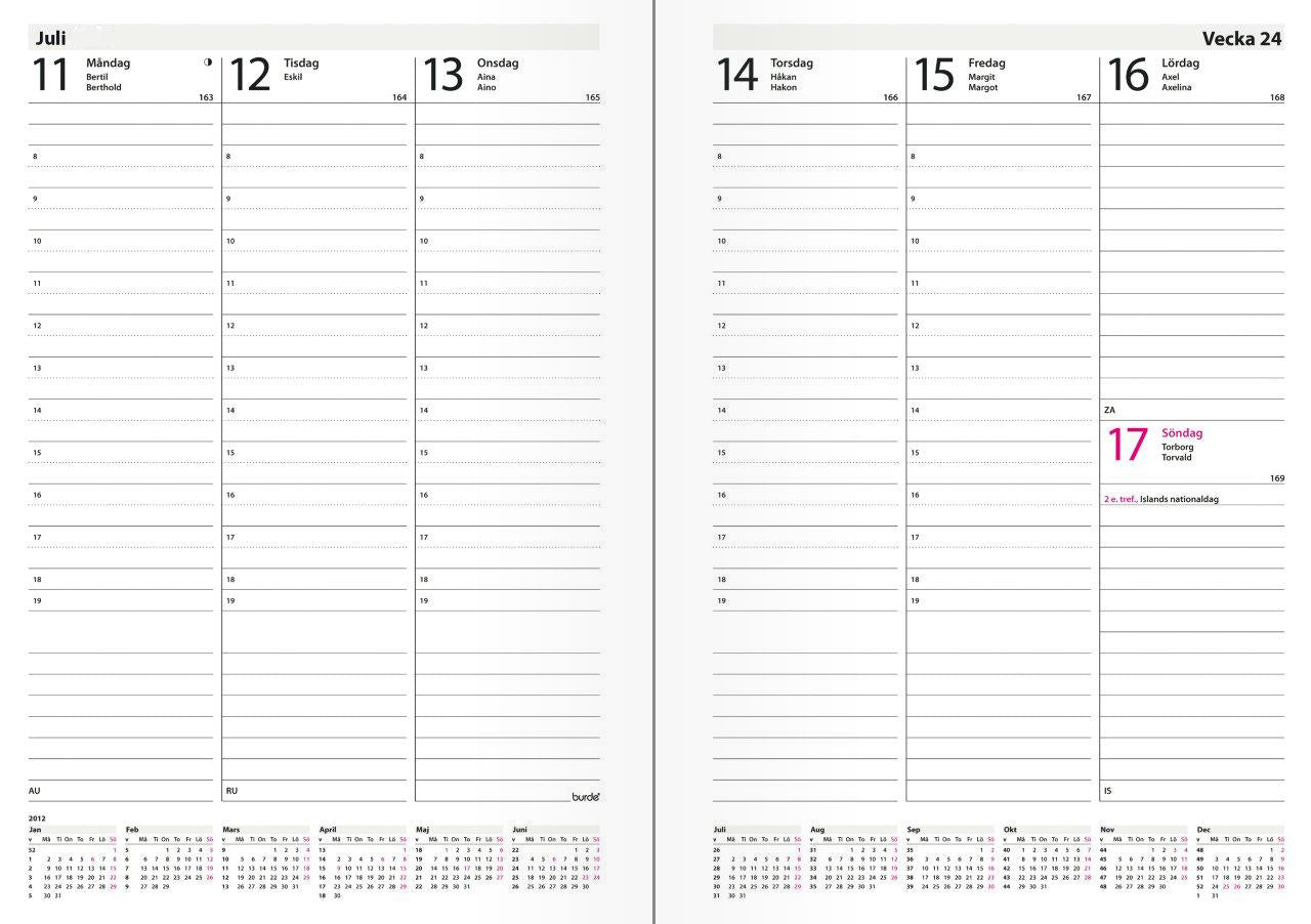 Almanacka Burde 1179 Weekly Konstläder Inbunden 2026 Rosa A5