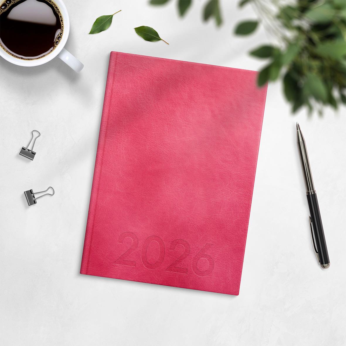 Almanacka Burde 1179 Weekly Konstläder Inbunden 2026 Rosa A5