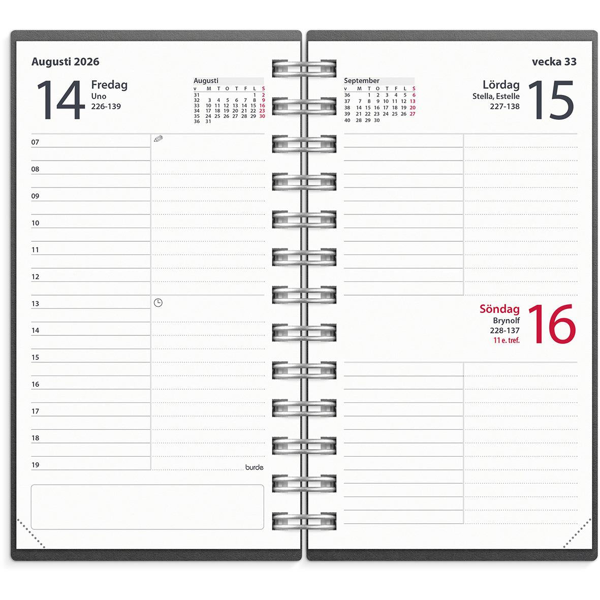 Almanacka Burde 5110 Agenda ECO Line 2026 Svart
