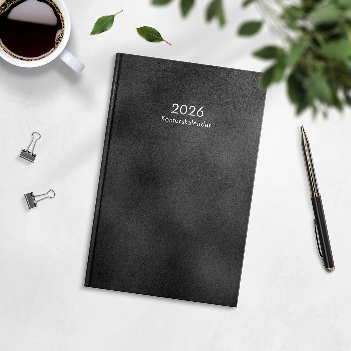 Almanacka Burde 1073 Kontorskalender Inbunden 2026 Svart