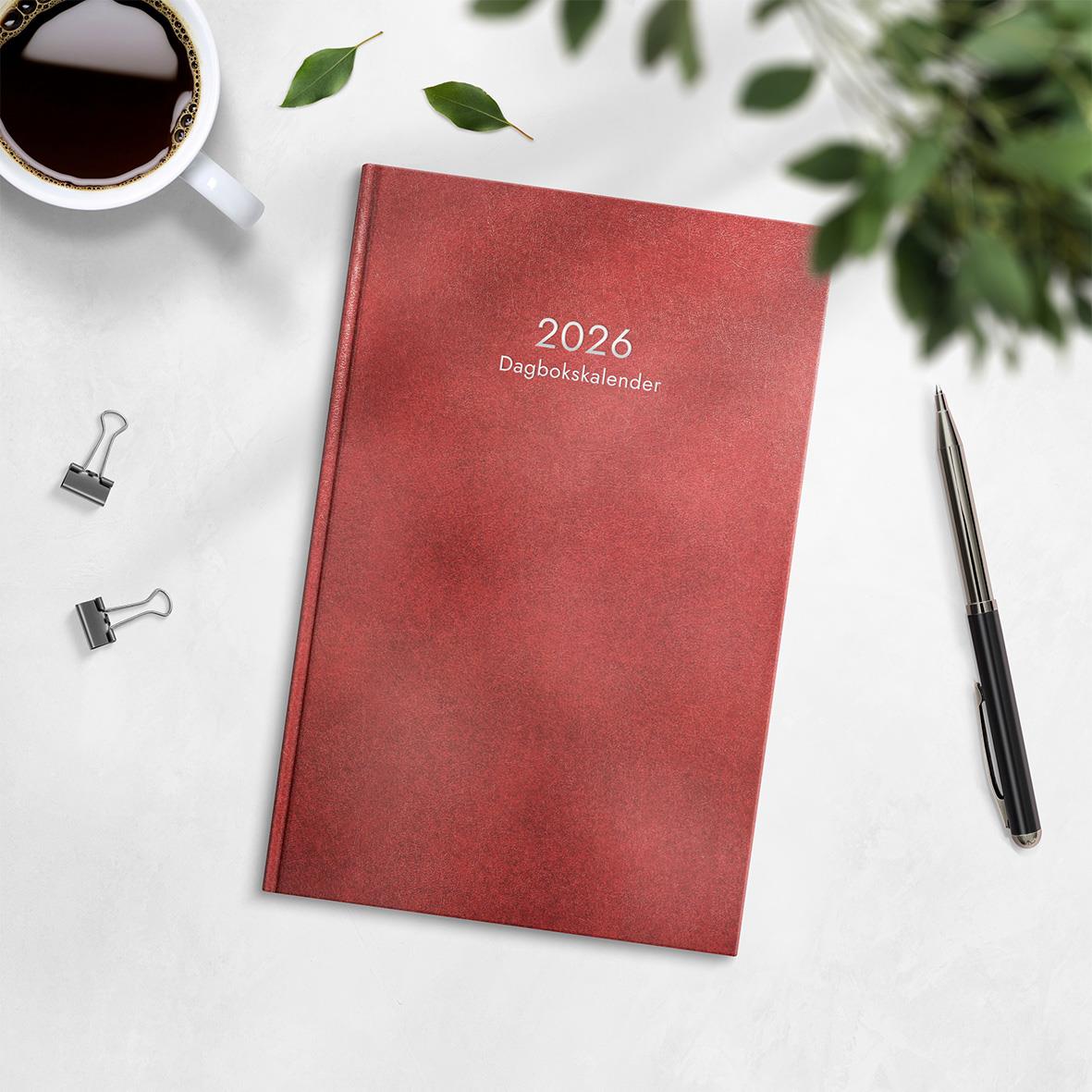 Almanacka Burde 1087 Dagbokskalender Inbunden 2026 Röd