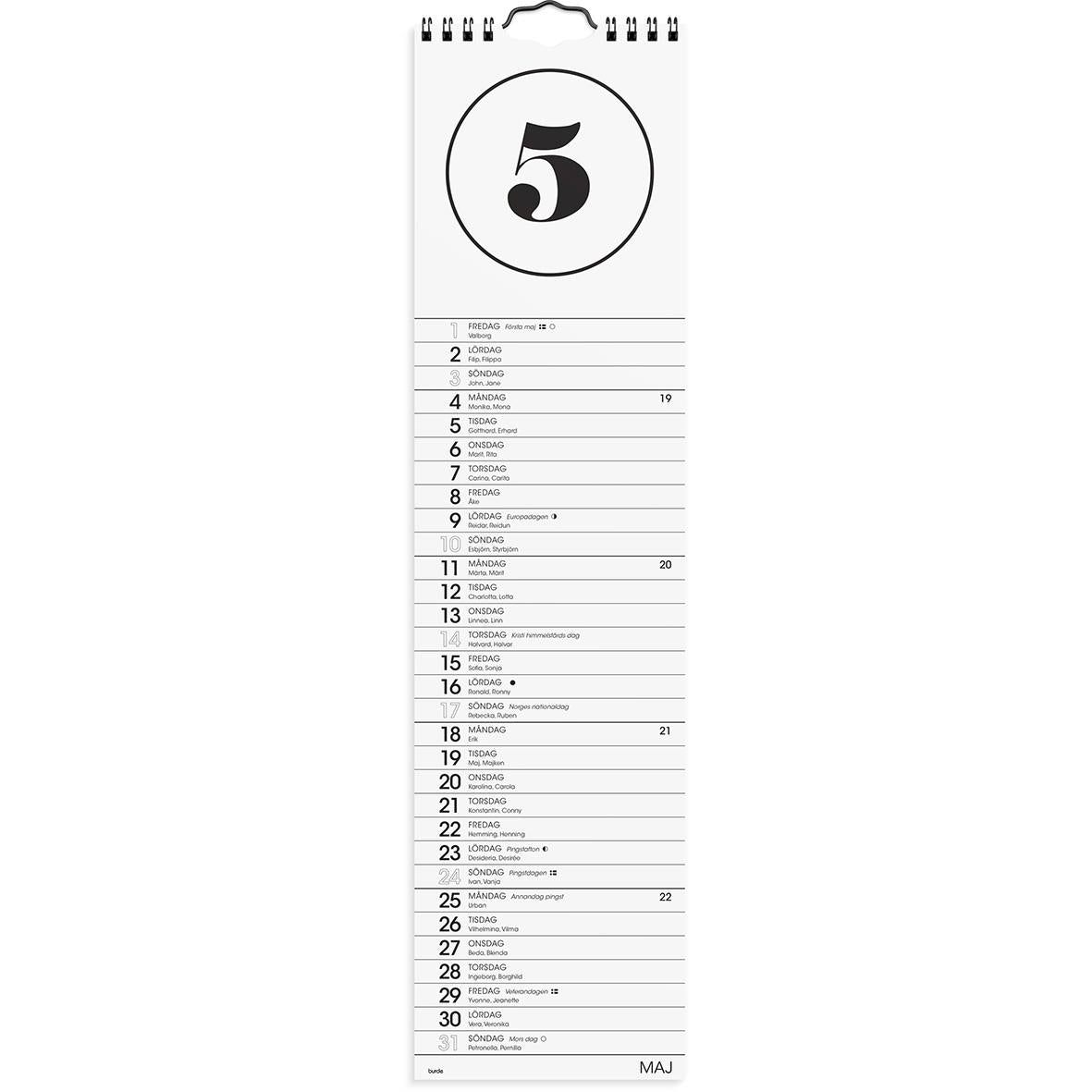 Väggkalender Burde 1768 Simple 2026