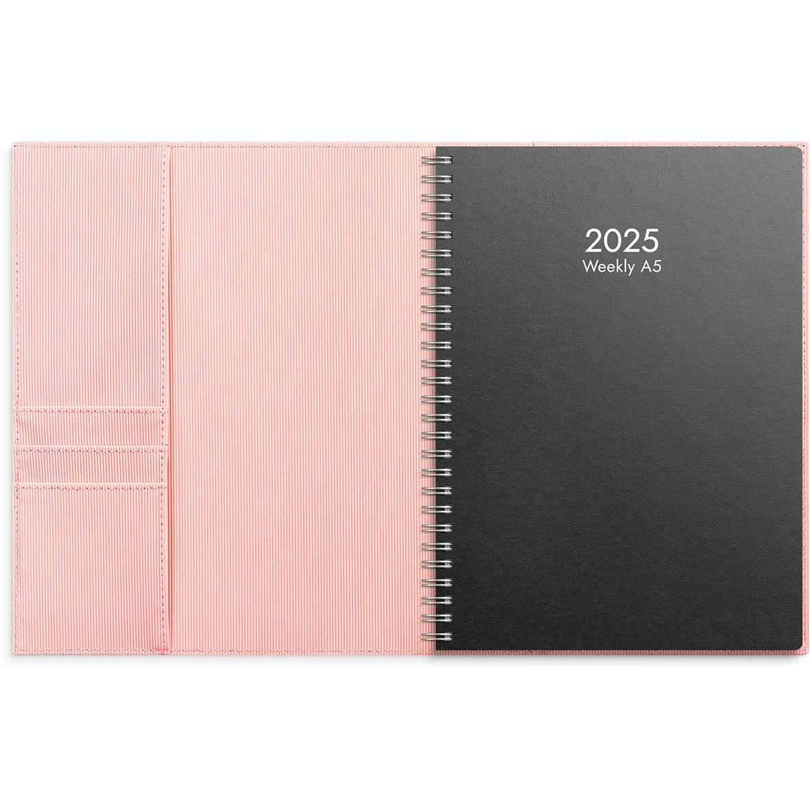 Almanacka Burde 5371 Weekly Konstläder Amelia 2025 Rosa A5