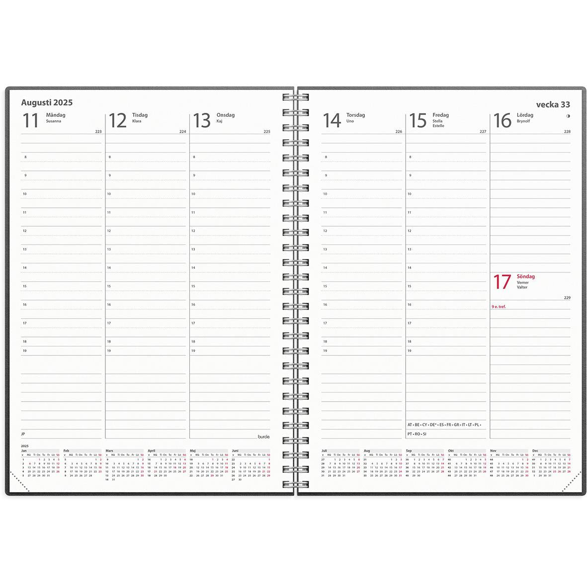 Almanacka Burde 5371 Weekly Konstläder Amelia 2025 Rosa A5