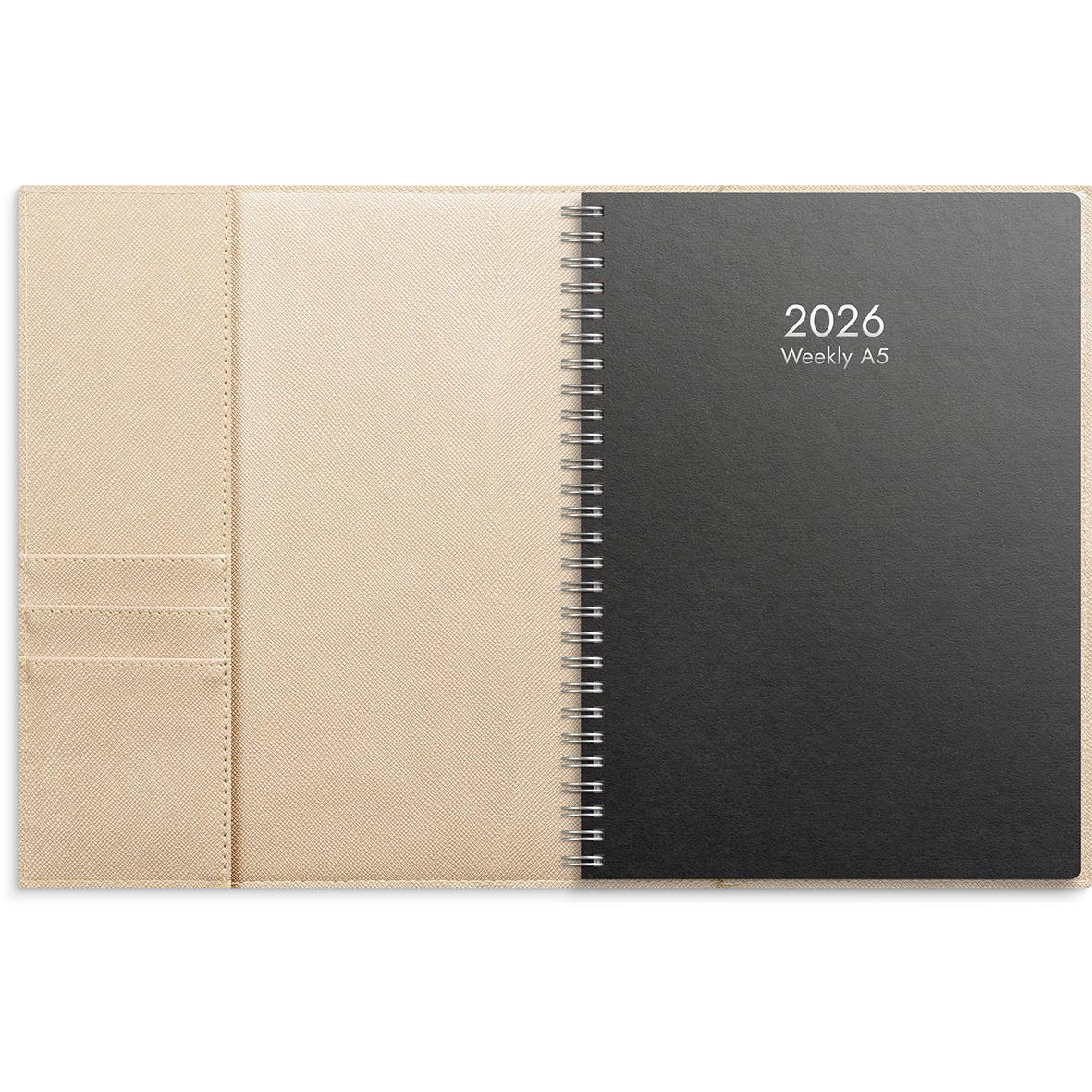 Almanacka Burde 5771 Weekly Konstläder Amelia 2026 Beige A5