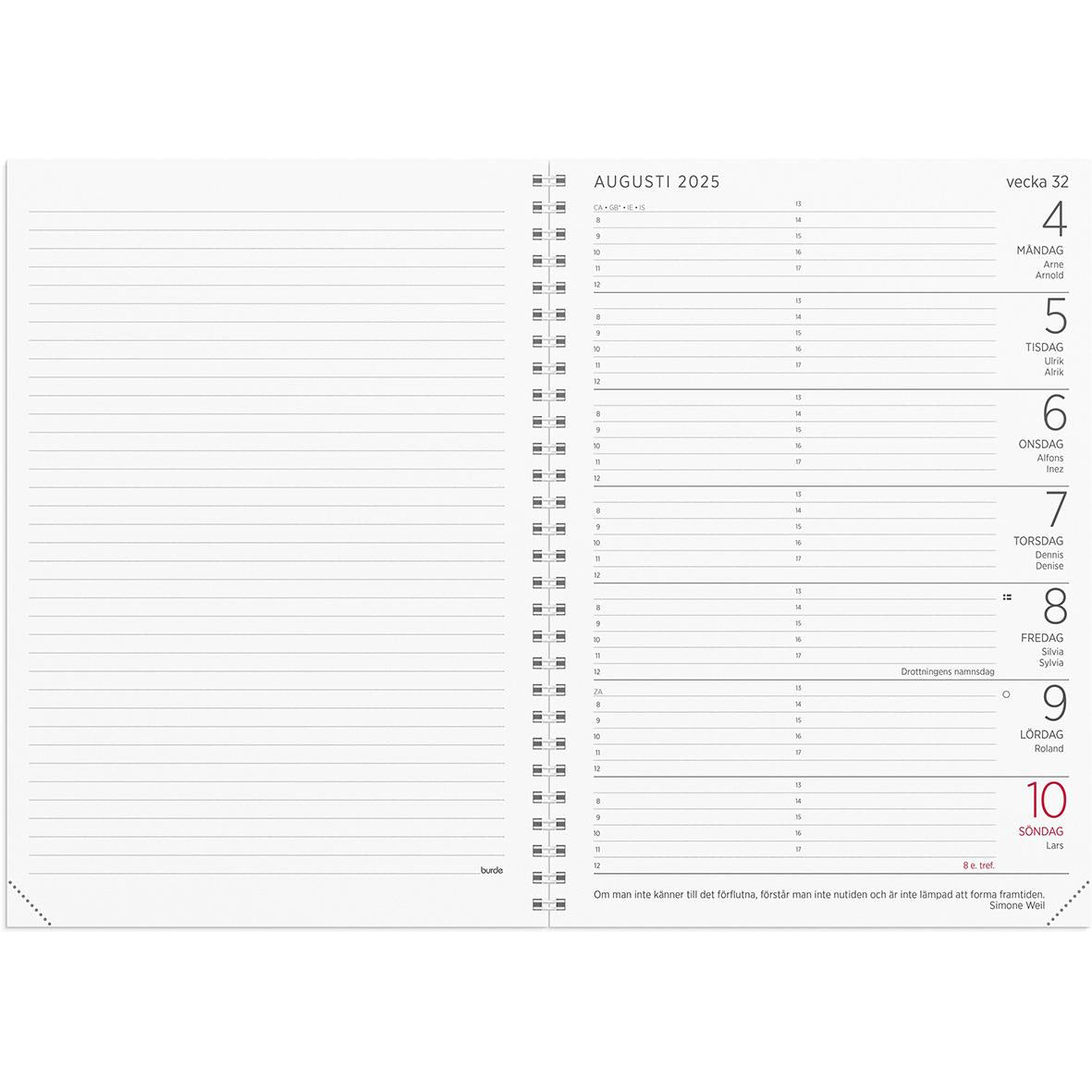 Almanacka Burde 5309 Stor Veckokalender Amelia 2025 Rosa A5
