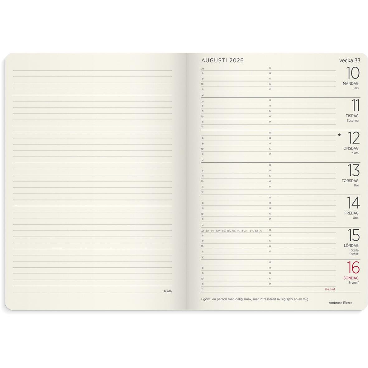 Almanacka Burde 5962 Stor Veckokalender Forma Deluxe 2026 A5