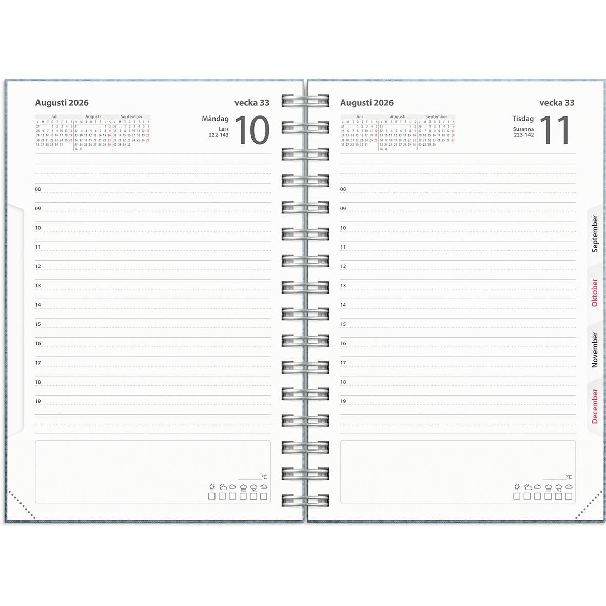 Almanacka Burde 5642 Dagbok Textile 2026 Blå 135x205mm
