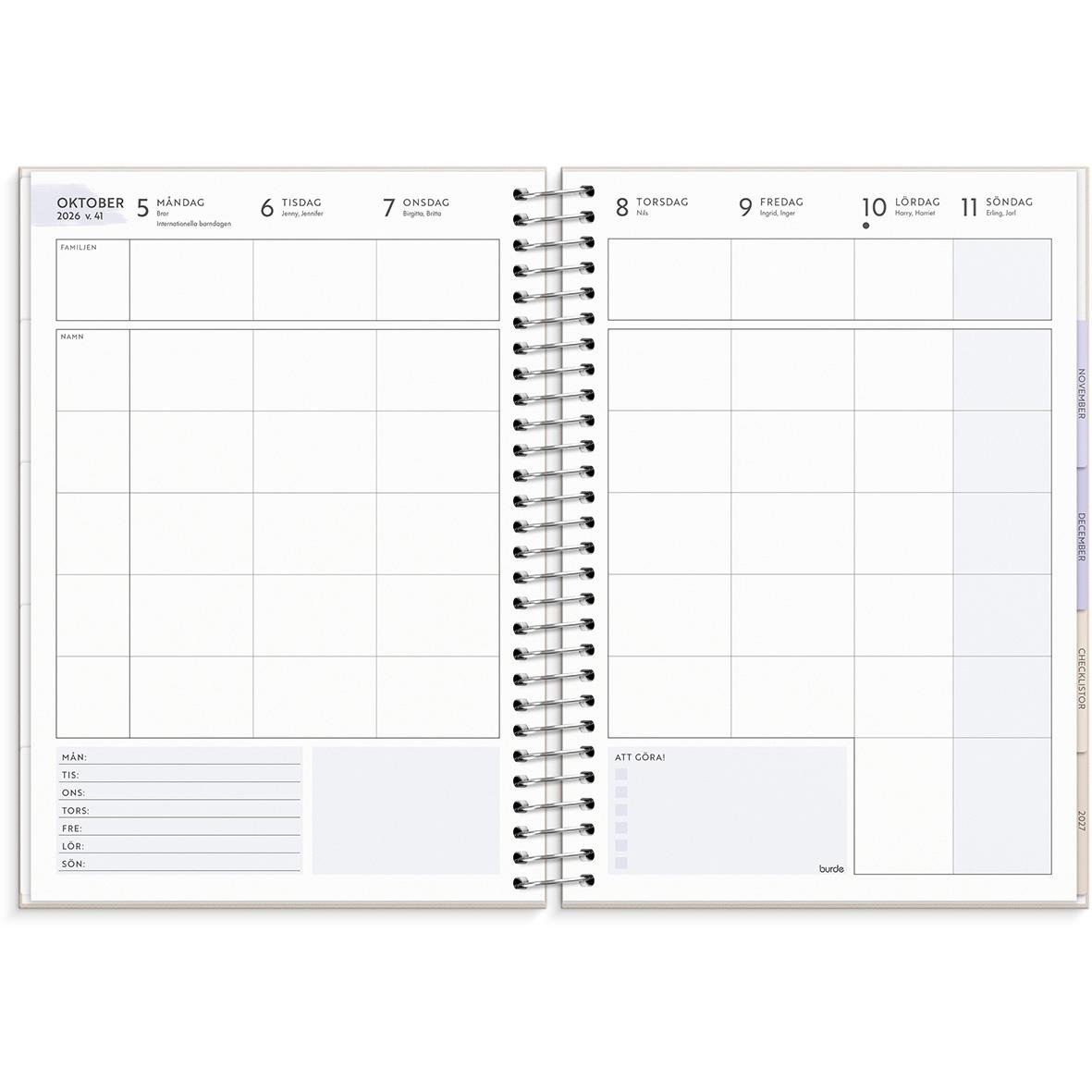 Almanacka Burde 1228 Life Organizer Family 2026 A5
