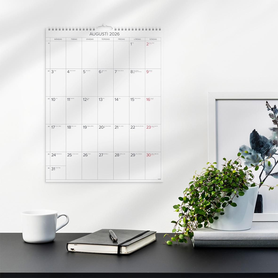Väggkalender Burde 1726 Stora Månadskalendern 2026