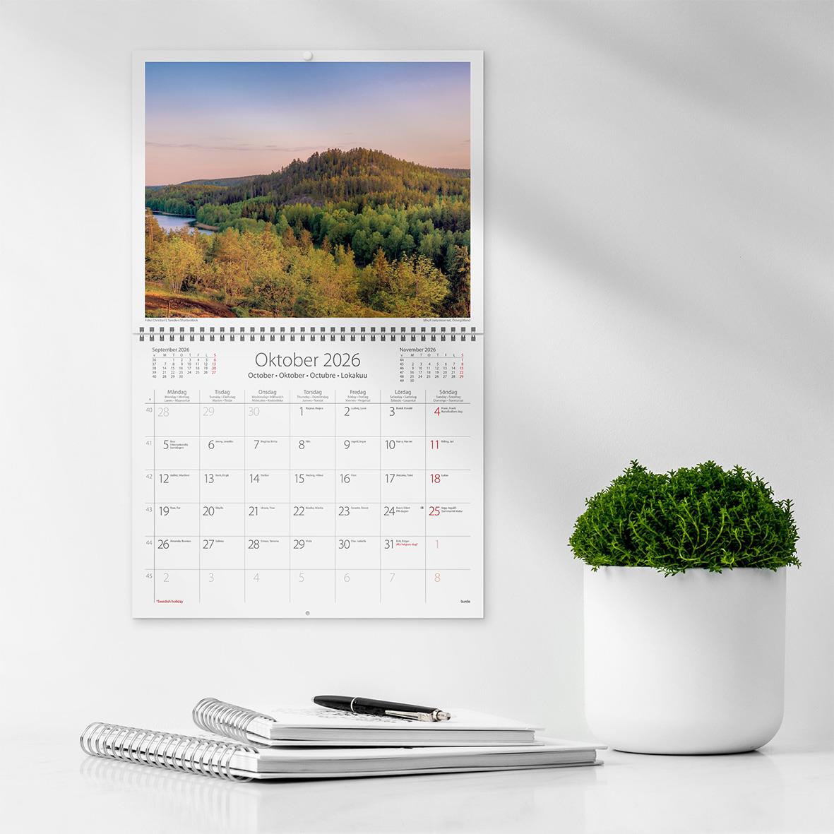 Väggkalender Burde 1730 Sweden med kuvert 2026