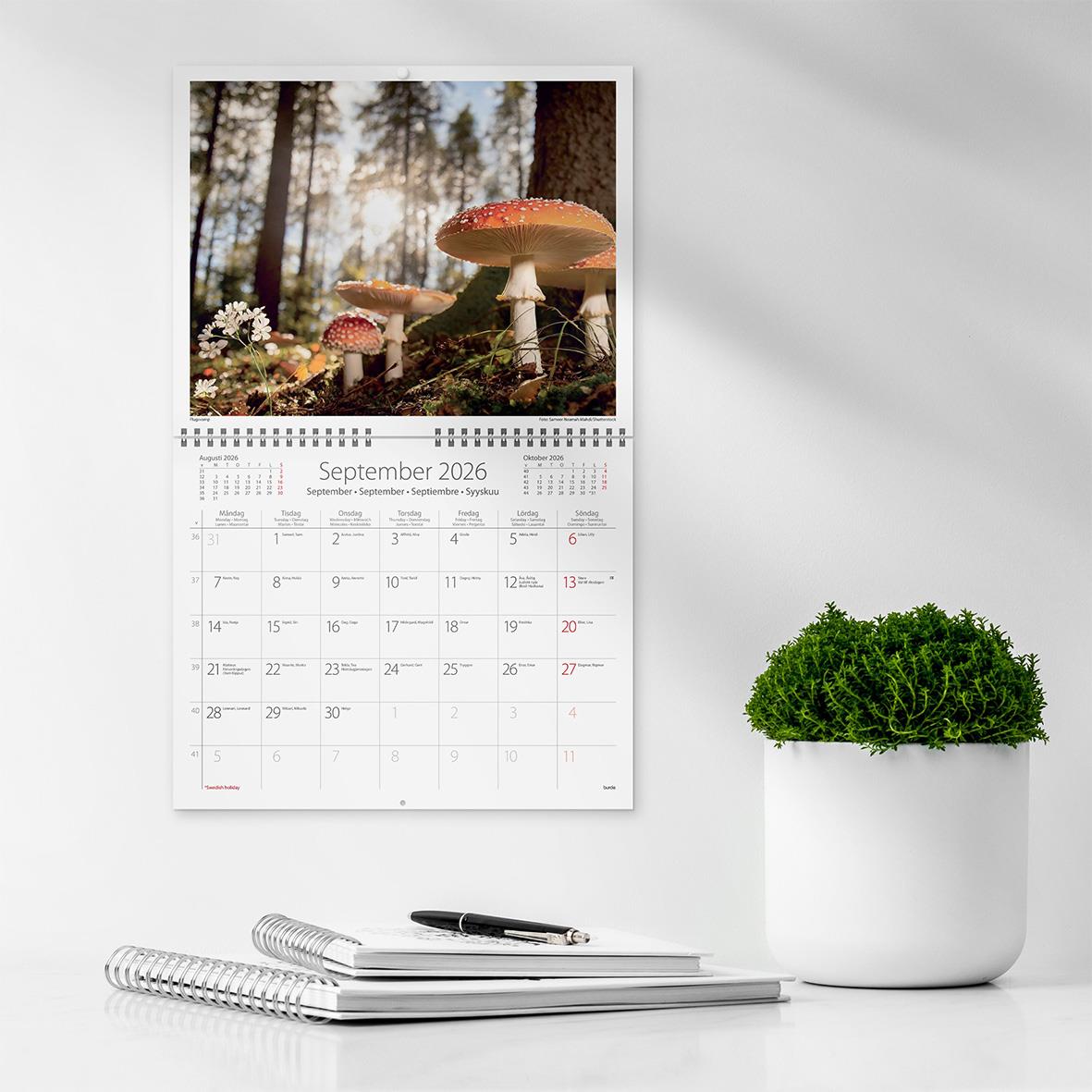 Väggkalender Burde 1735 Vår vackra skog 2026