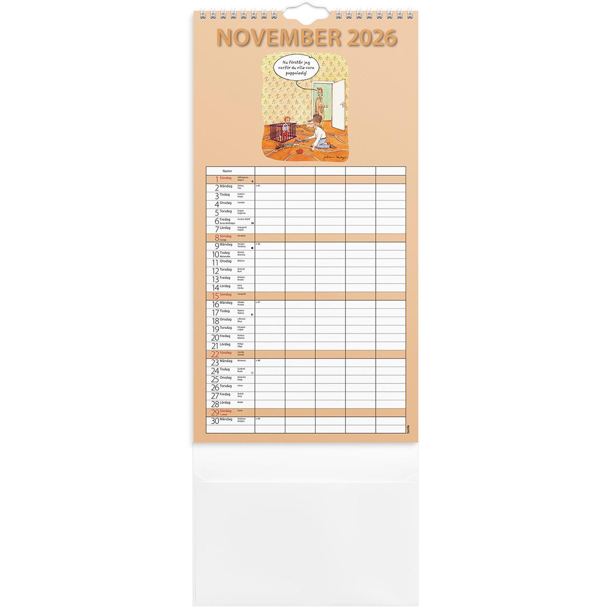 Väggkalender Burde 1758 Familjekalender Rolig 2026
