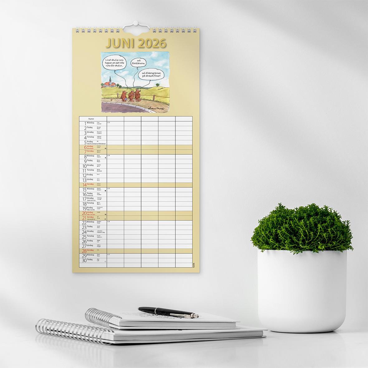 Väggkalender Burde 1758 Familjekalender Rolig 2026