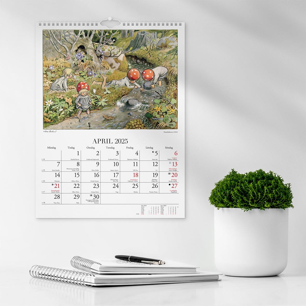 Väggkalender Burde 1748 Elsa Beskow 2026