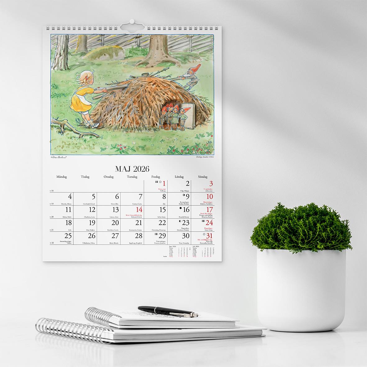 Väggkalender Burde 1748 Elsa Beskow 2026