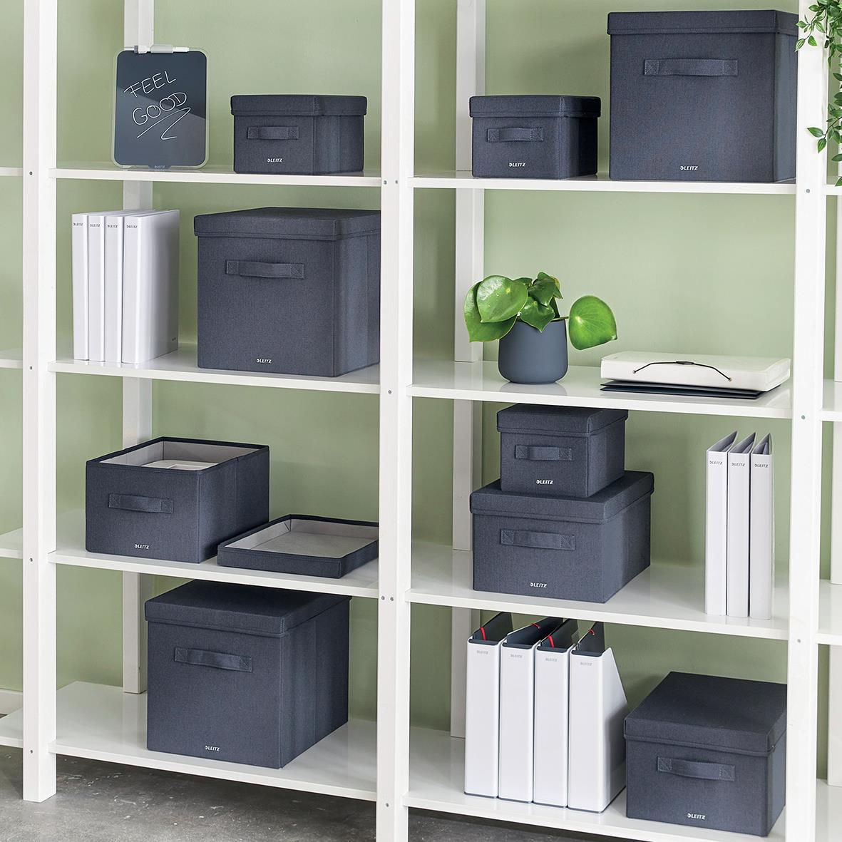 Förvaringslåda Leitz Tygklädd M. Lock Grå 330x325x380mm