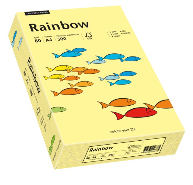 Papper Rainbow A4 80g ljusgul 500ark/fp