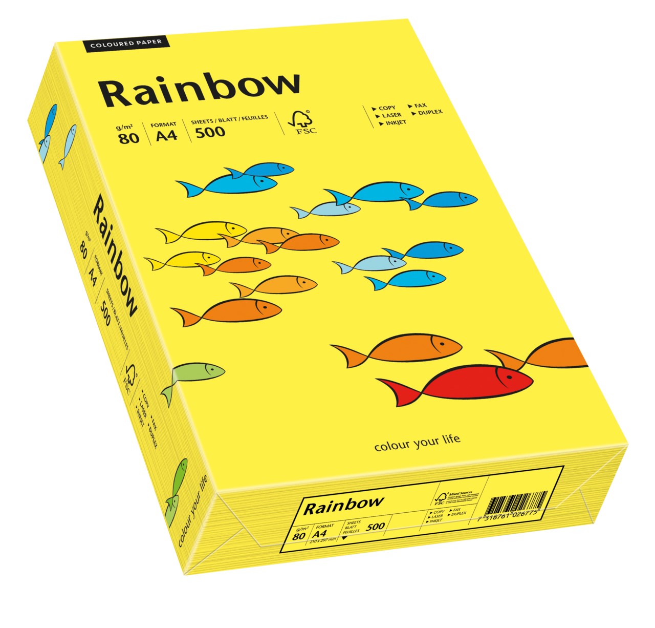 Papper Rainbow A4 80g mellangul 500ark/fp