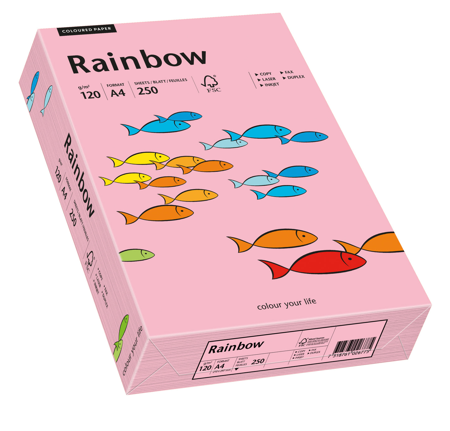 Papper Rainbow A4 120g rosa 250ark/fp