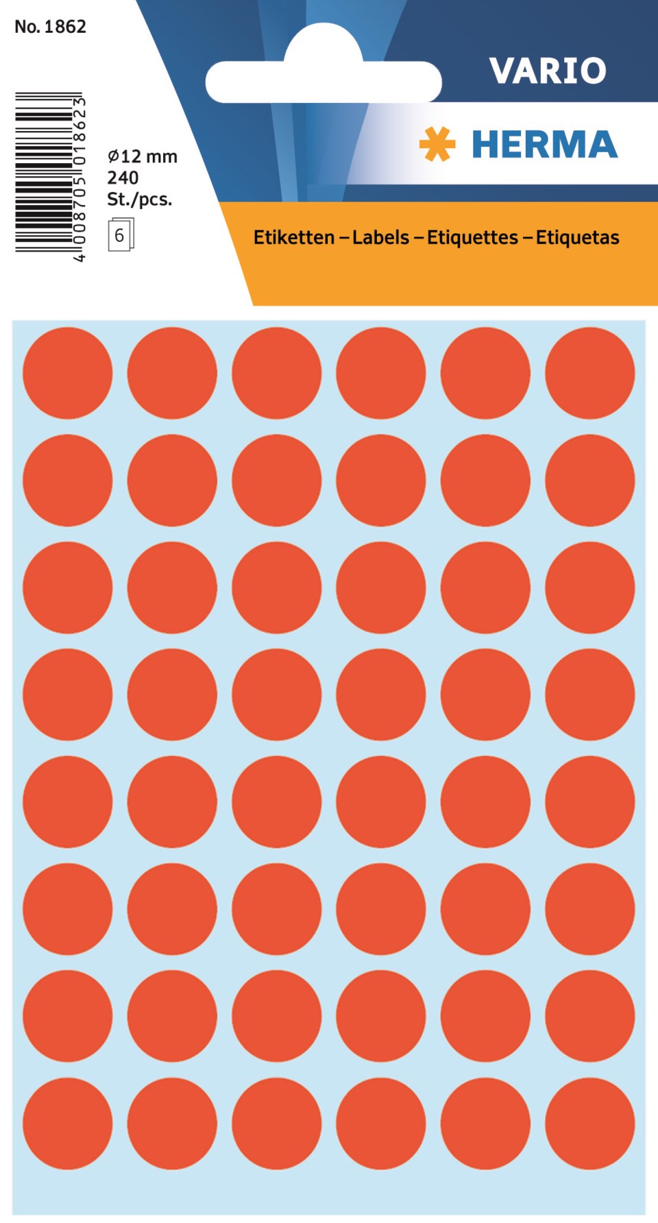 Etikett Färgsignal rund 12mm röd 240/fp