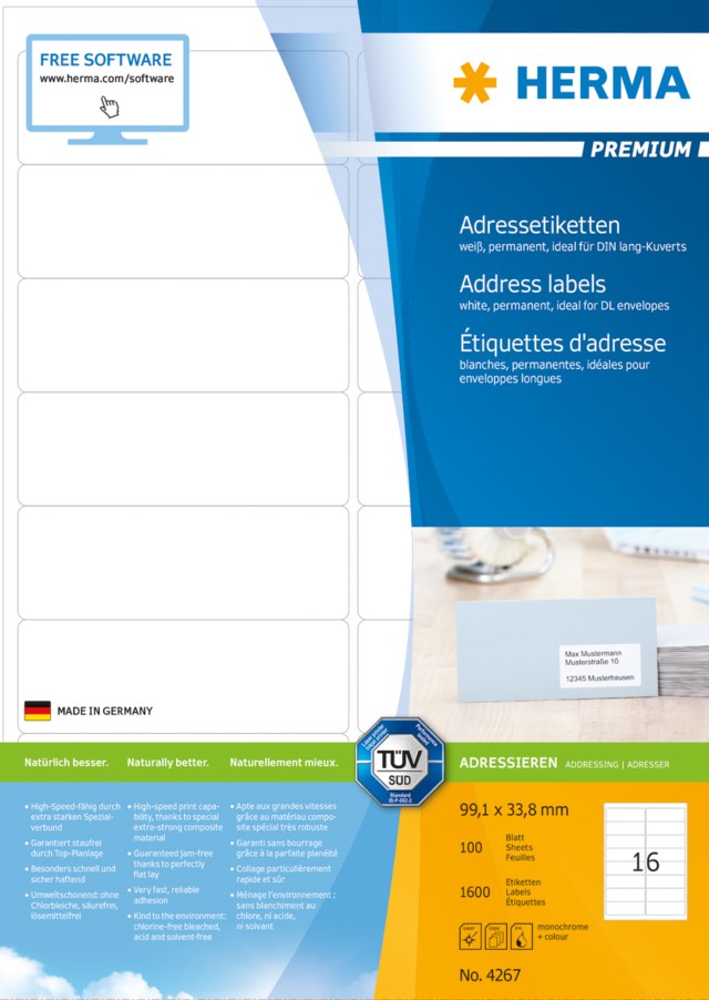 Etikett Herma Premium 99,1 x 33,8mm 1400st/fp