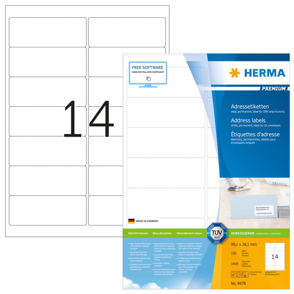 Etikett Herma Premium 99,1 x 38,1mm 1400st/fp