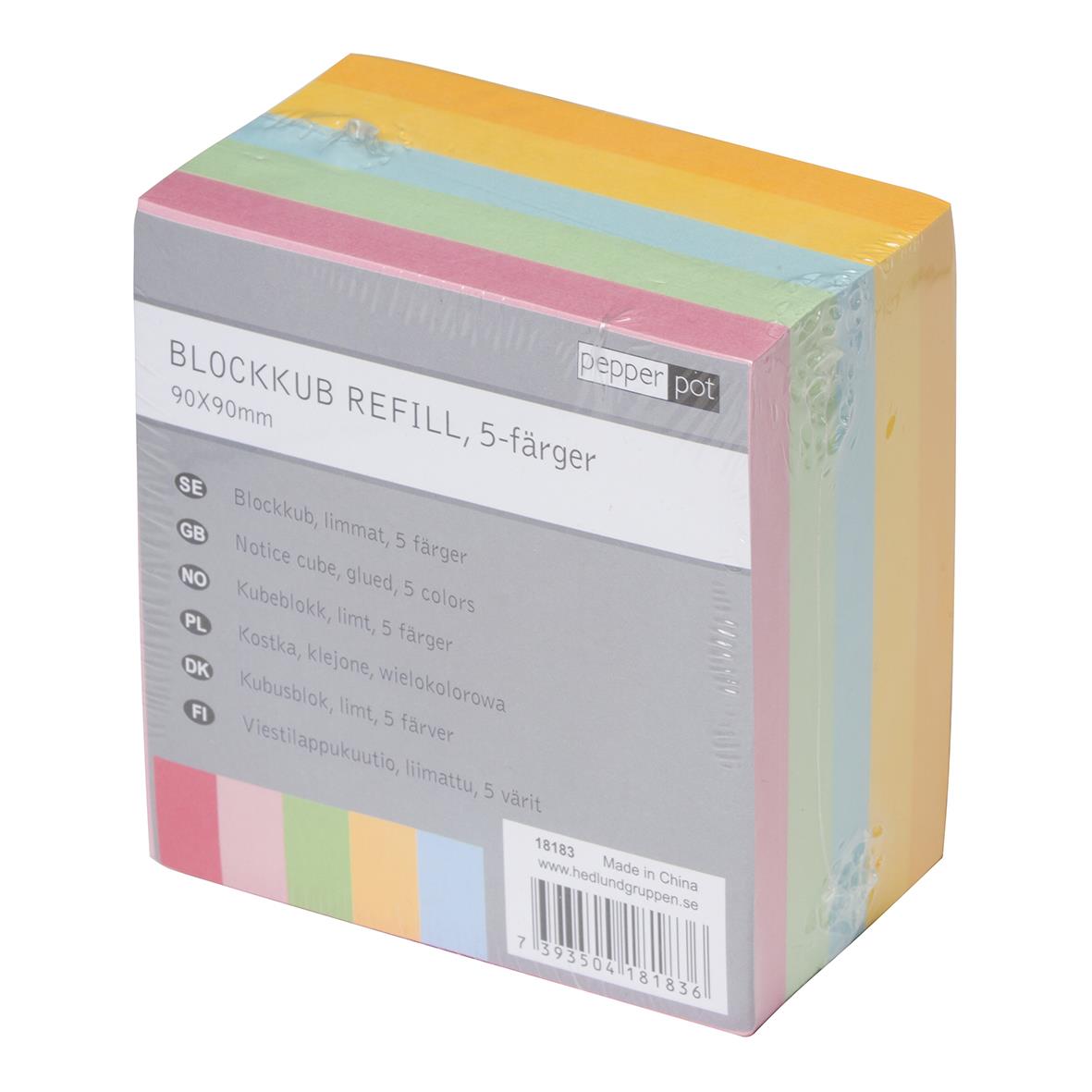 Blockkub Limmad Mix Färg 90x90mm 500 Blad