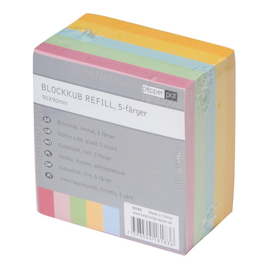 Blockkub Limmad Mix Färg 90x90mm 500 Blad
