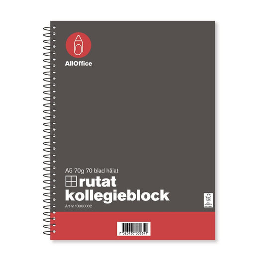 Kollegieblock AllOffice Rutat 70 Blad A5 70g