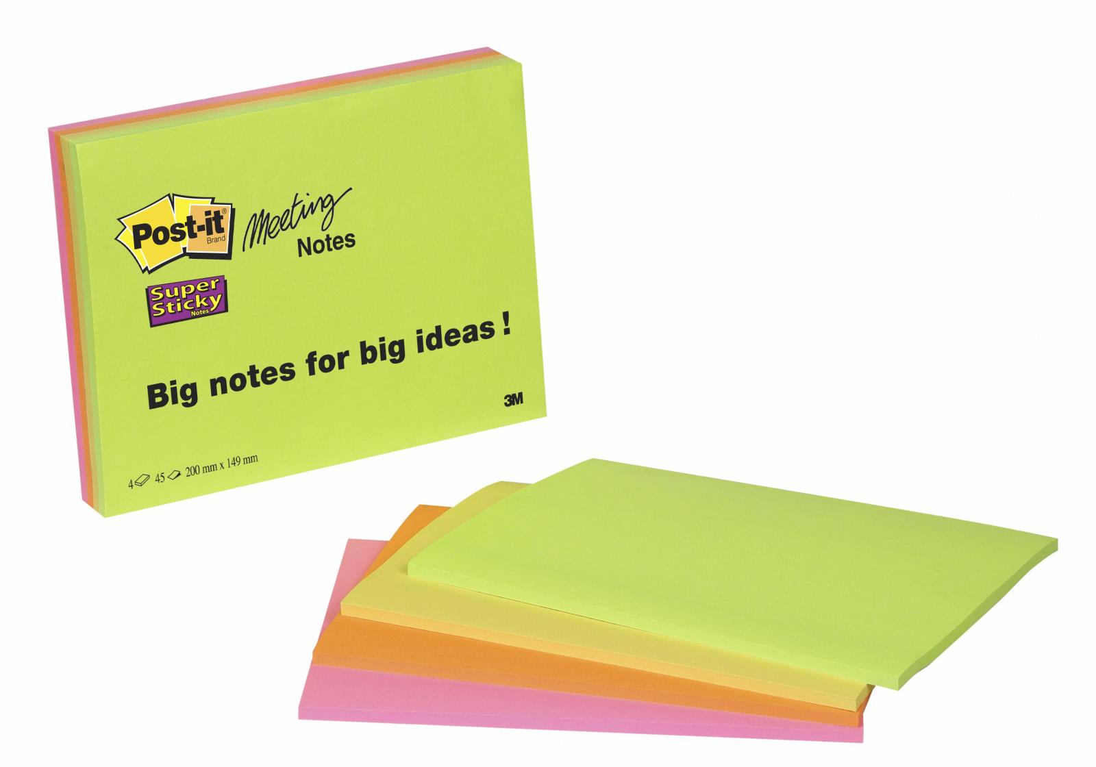 Notisar Post-it Super S Meeting Note Mix Färg 152x203mm