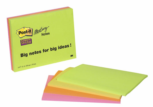 Notisar Post-it Super S Meeting Note Mix Färg 152x203mm