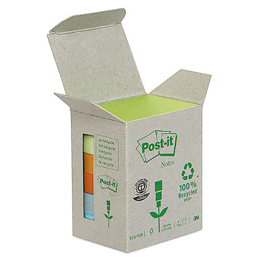 Notisar Post-it Recycled Pastell 38x51mm 100 Blad