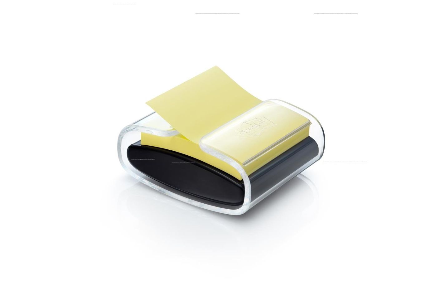 Hållare Post-it Inkl 1 Gult Transp/Svart 76x76mm