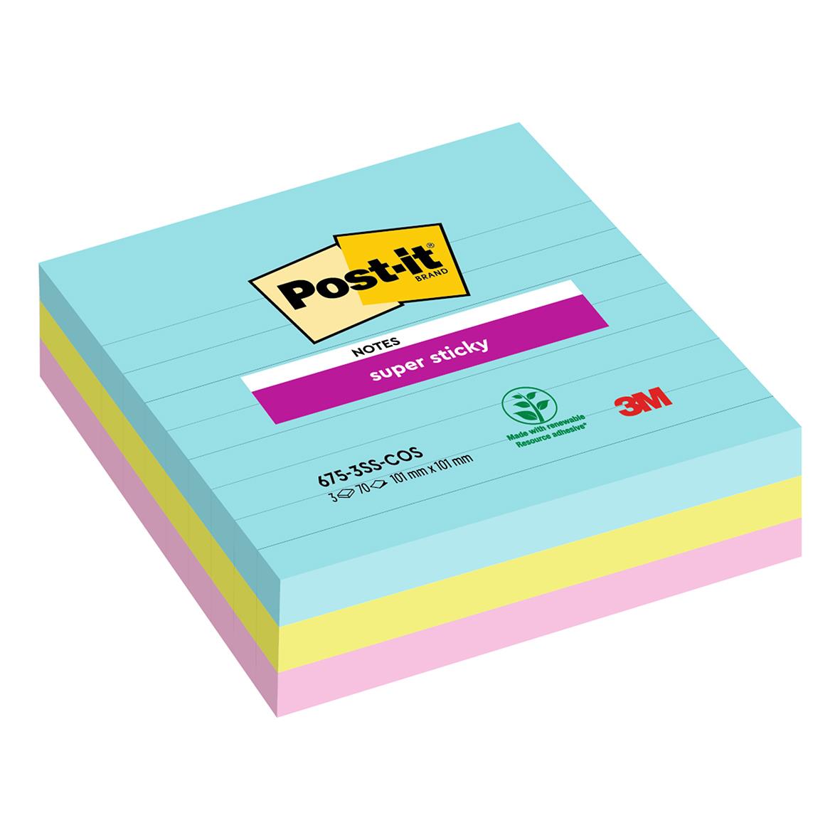 Notisar Post-it Super Sticky Linjerat Cosmic 101x101mm
