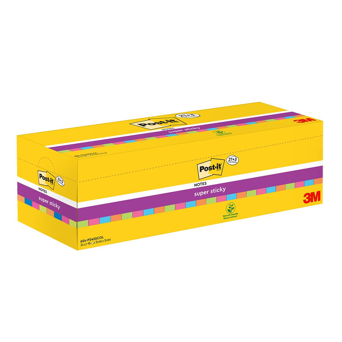 Notisar Post-it Super Sticky Mix Färg 76x76mm