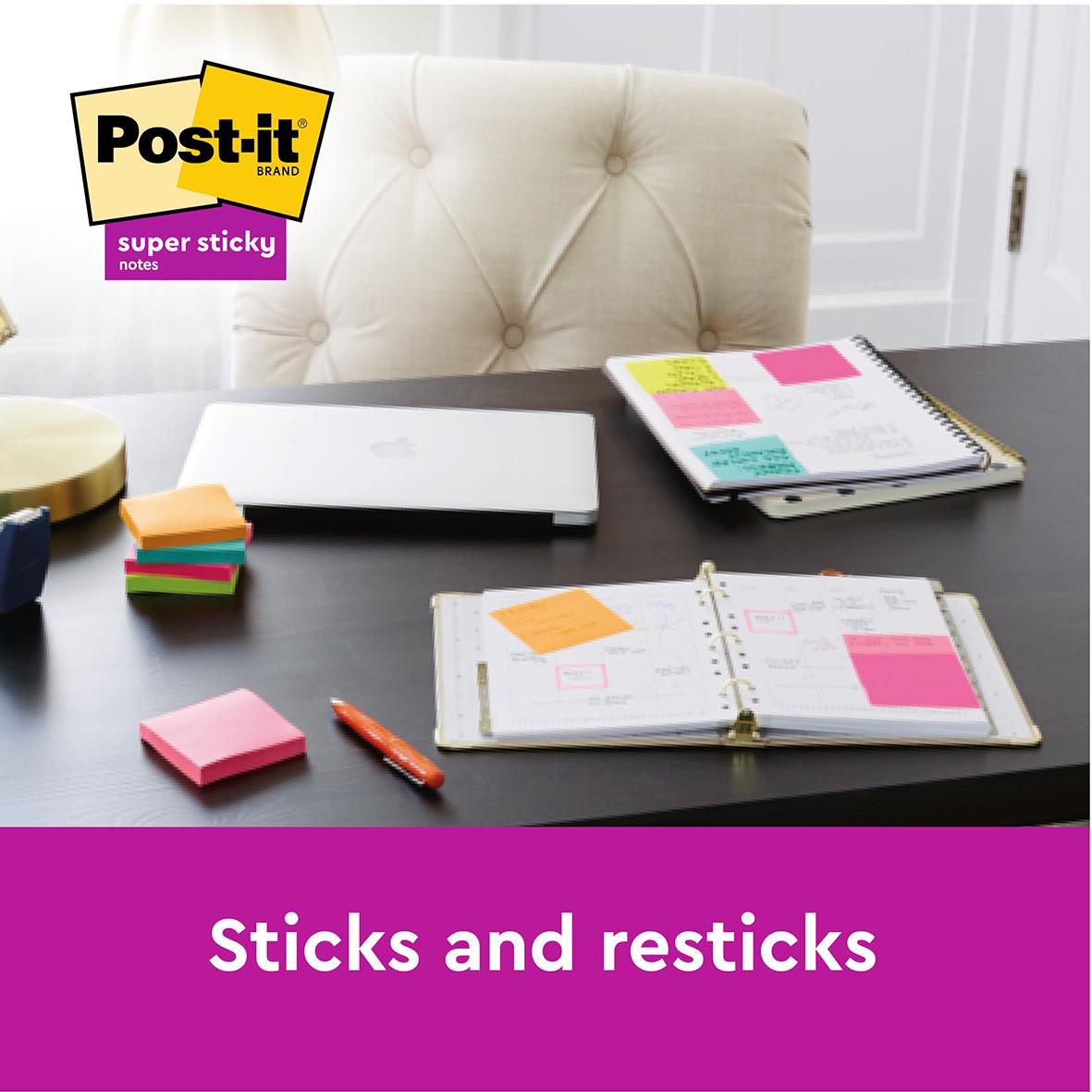 Notisar Post-it Super Sticky Mix Färg 76x76mm