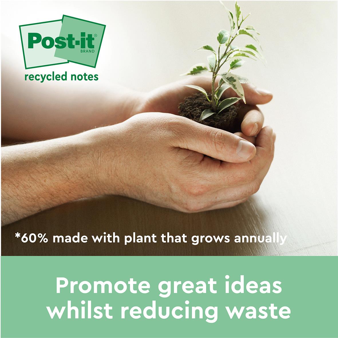 Notisar Post-it Super Sticky Recycled Gul 76x76mm