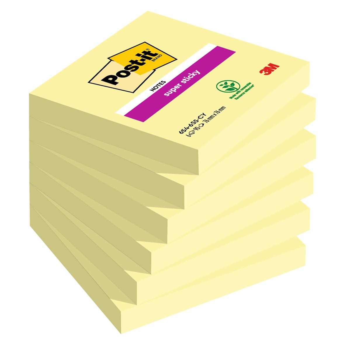 Notisar Post-it Super Sticky Gul 76x76mm 90 Blad