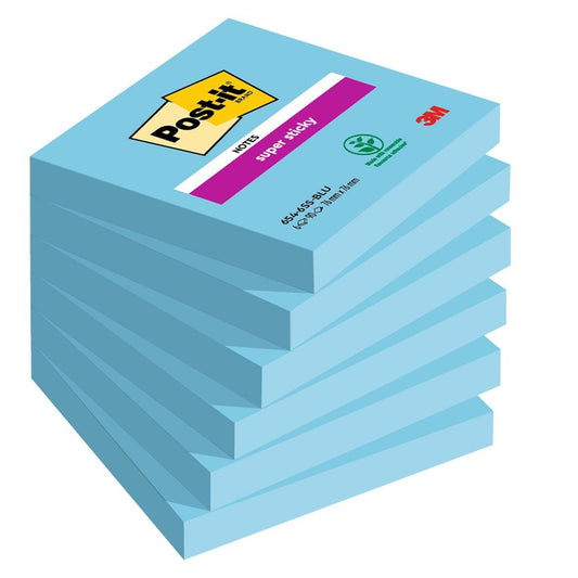 Notisar Post-it Super Sticky Blå 76x76mm 90 Blad