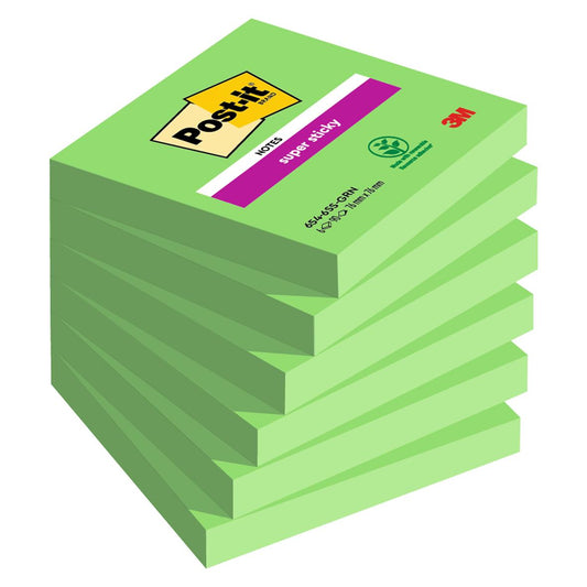 Notisar Post-it Super Sticky Grön 76x76mm 90 Blad