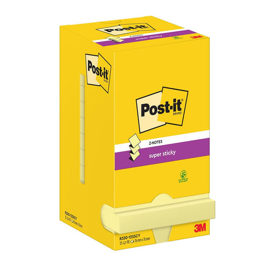 Notisar Post-it Super Sticky Z-Notes Gul 76x76mm