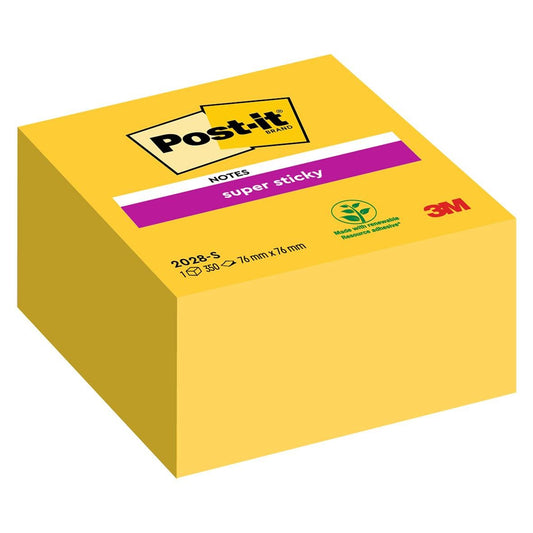 Notiskub Post-it Super Sticky Ultragul 76x76mm 350 Blad