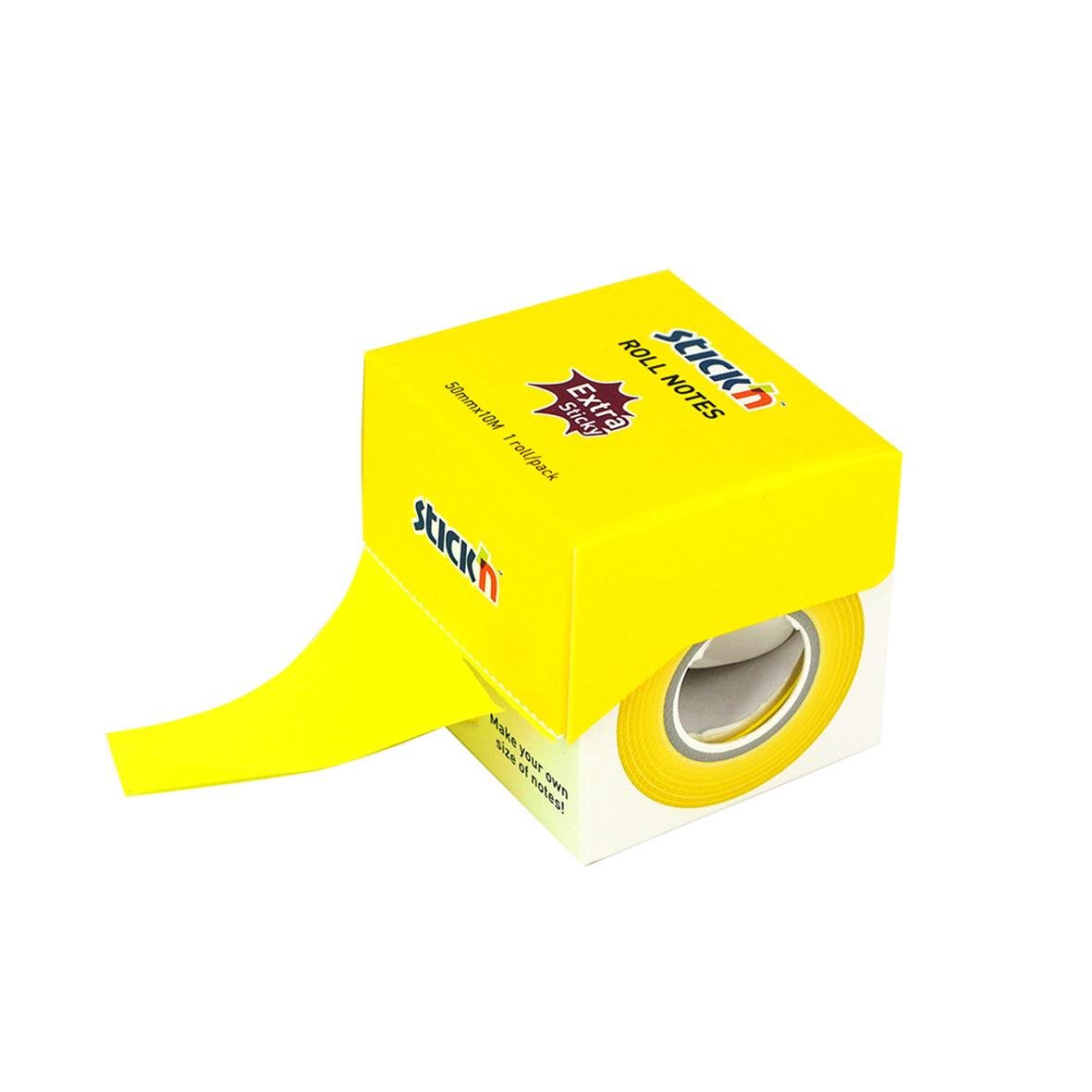 Notisar Stick´n Memorulle Extra Sticky Gul Neon 50mm x 10m