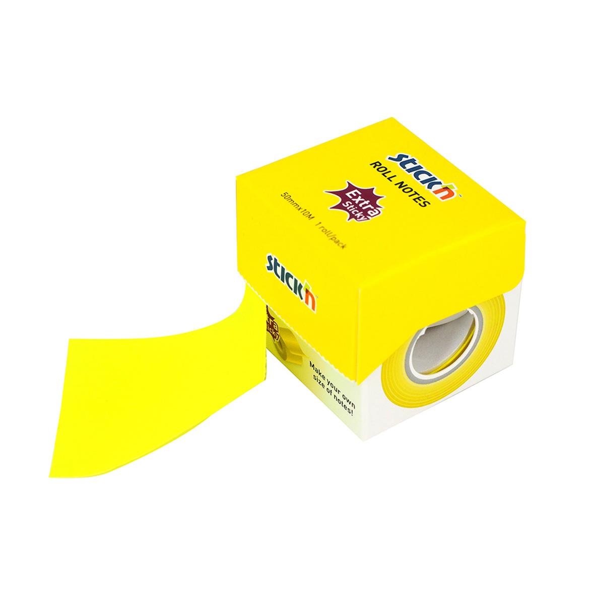 Notisar Stick´n Memorulle Extra Sticky Gul Neon 50mm x 10m
